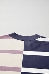 Blue Stripe Colorblock Oversized Sweater Sweaters JT's Designer Fashion