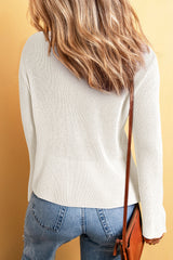 White Lightweight V Neck Button Front Bell Sleeve Cardigan Sweater Cardigans JT's Designer Fashion