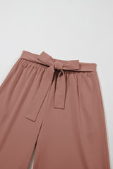 Coffee High Waisted Tie Front Side Pocket Wide Leg Flowy Casual Pants Pants & Culotte JT's Designer Fashion