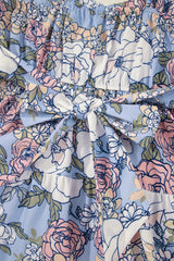 Sky Blue Floral Tiered Patchwork Spaghetti Strap Vacation Dress Floral Dresses JT's Designer Fashion