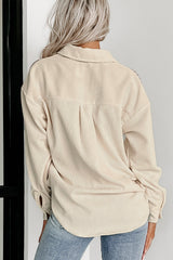Parchment Houndstooth Corduroy Patchwork Flap Pocket Shacket Jackets JT's Designer Fashion