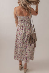 Multicolour Bohemian Ditsy Floral Smocked Fit Flare Sundress Floral Dresses JT's Designer Fashion