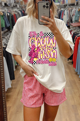 White Crawfish Checkered Pattern Graphic Tee Graphic Tees JT's Designer Fashion
