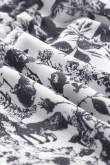 Black Floral Print Bow Detail Puff Sleeve Plus Size Midi Dress Plus Size Midi Dresses JT's Designer Fashion
