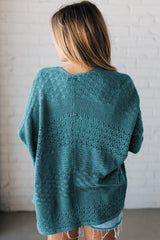 Lapis Mix Pattern Hollowed Knit Open Front Cardigan Cardigans JT's Designer Fashion