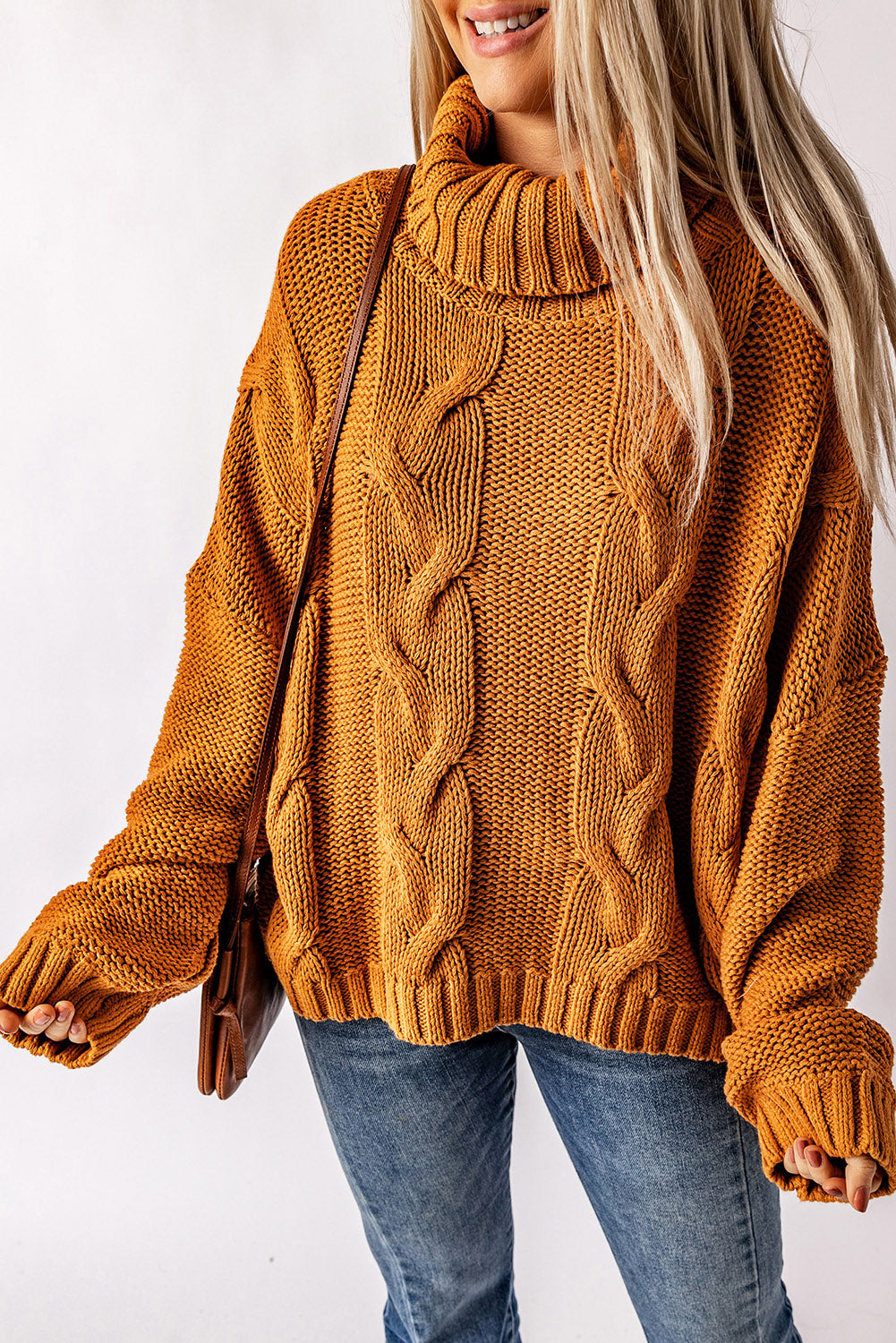 Cuddle Weather Cable Knit Handmade Turtleneck Sweater Sweaters & Cardigans JT's Designer Fashion