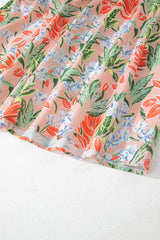 Apricot Pink Floral Smocked Bust Bubble Short Sleeve Long Dress Maxi Dresses JT's Designer Fashion