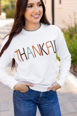 White Thankful Ivory Embroidered Sweater Sweaters JT's Designer Fashion