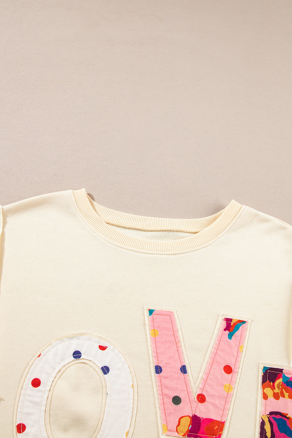 Apricot LOVE PATCH Graphic Oversized Sweatshirt Sweatshirts & Hoodies JT's Designer Fashion