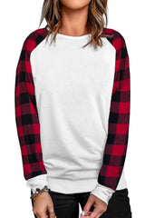 White Buffalo Plaid Long Sleeve Sweatshirt Sweatshirts & Hoodies JT's Designer Fashion