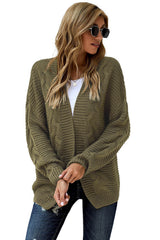 Olive Chunky Wide Long Sleeve Knit Cardigan Sweaters & Cardigans JT's Designer Fashion