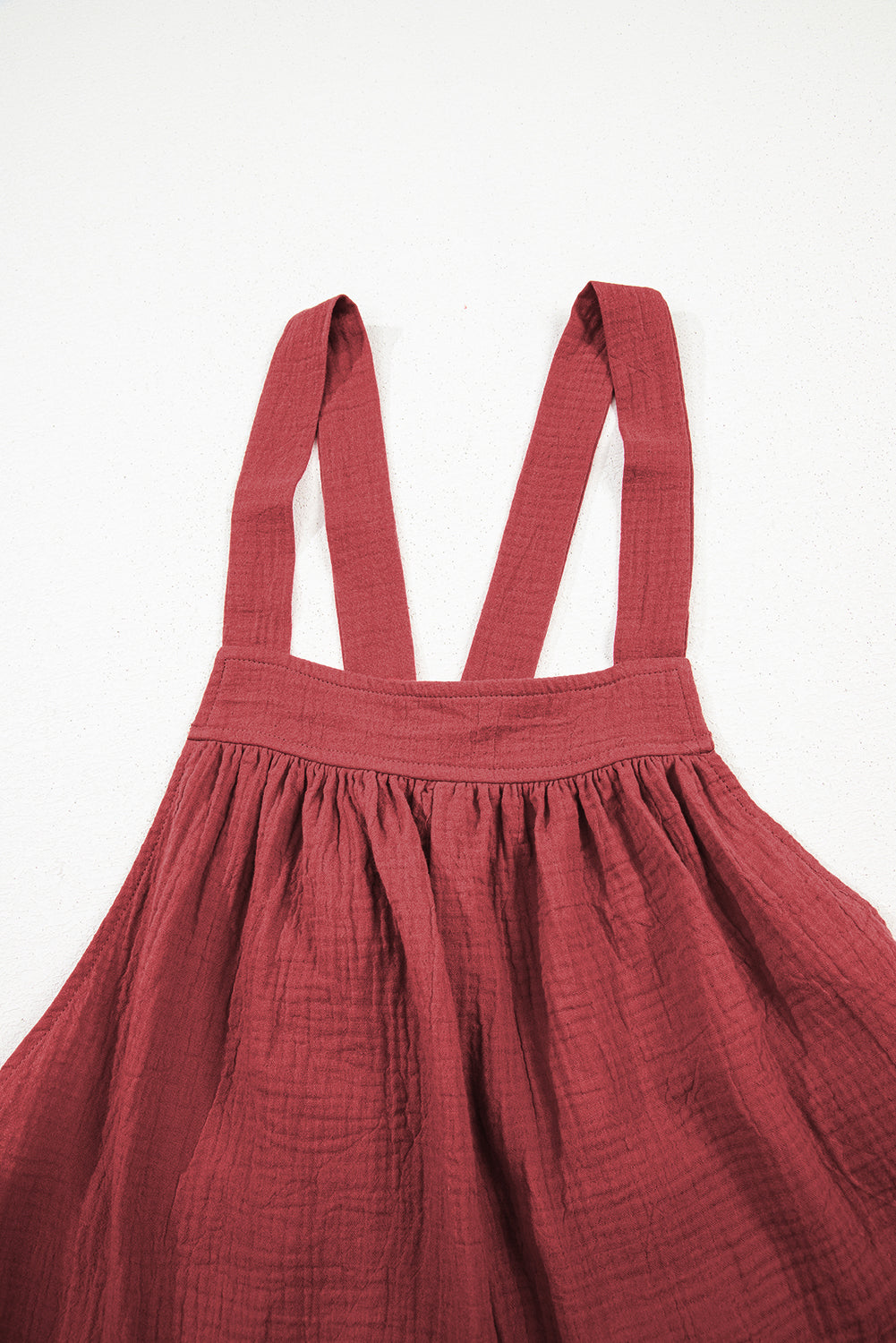 Red Clay Knotted Back Strap Cotton Bib Jumpsuit Jumpsuits & Rompers JT's Designer Fashion