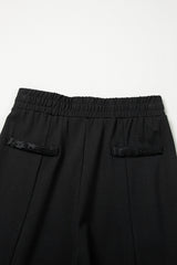 Black Boho Lace Patchwork Wide Leg High Waist Pants Pants & Culotte JT's Designer Fashion