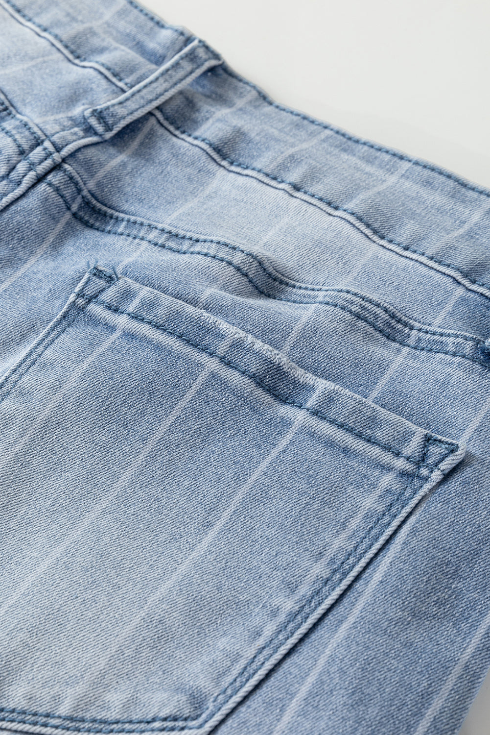 Beau Blue Multi Buttons Pinstripe Wide Leg Jeans Jeans JT's Designer Fashion