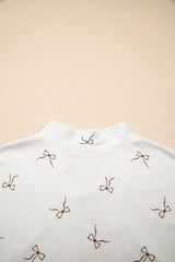 Beige Bow Print Half Zip Tank and Shorts 2pcs Set Short Sets JT's Designer Fashion
