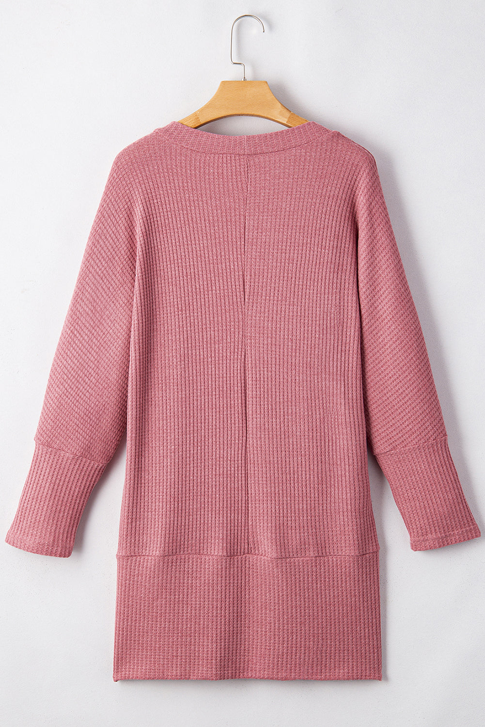 Mineral Red Solid Color Waffle Knit Cardigan with Pocket Cardigans JT's Designer Fashion