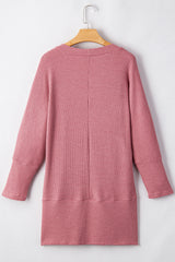 Mineral Red Solid Color Waffle Knit Cardigan with Pocket Cardigans JT's Designer Fashion