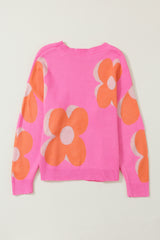 Flower Pattern Slouchy Sweater Sweaters JT's Designer Fashion