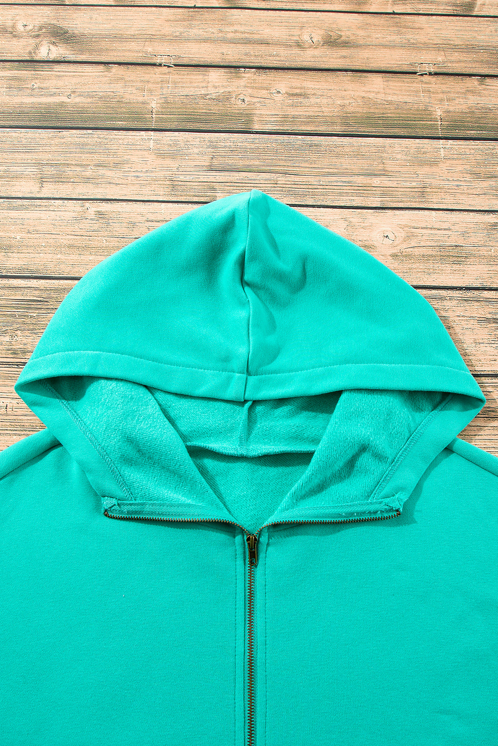 Aruba Blue Fleece Lined Half Zipper Kangaroo Pockets Loose Hoodie Sweatshirts & Hoodies JT's Designer Fashion