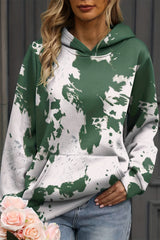 Green Tie Dye Print Kangaroo Pocket Loose Hoodie Sweatshirts & Hoodies JT's Designer Fashion