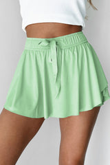Light Green Drawstring High Waist Lined Tennis Skorts Skirts & Petticoat JT's Designer Fashion