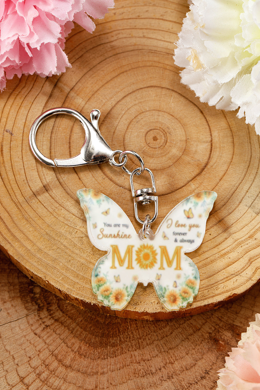 Yellow MOM Butterfly Shape Acrylic Keychain Other Accessories JT's Designer Fashion