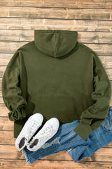Moss Green Fleece Lined Half Zipper Kangaroo Pockets Loose Hoodie Sweatshirts & Hoodies JT's Designer Fashion
