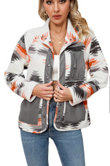 Multicolour Aztec Fleece Patchwork Snap Button Jacket Jackets JT's Designer Fashion