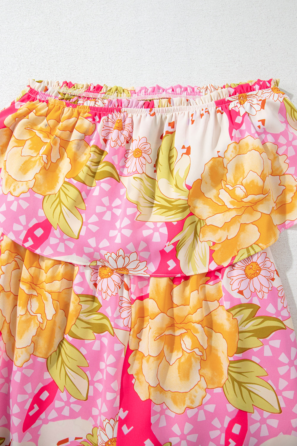 Multicolour Floral Print Ruffled High Waist Tube Top Loose Jumpsuit Jumpsuits & Rompers JT's Designer Fashion