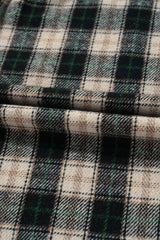 Black Plaid Waffle Knit Patchwork Collared V Neck Plus Size Mini Dress Plus Size Mini Dresses JT's Designer Fashion
