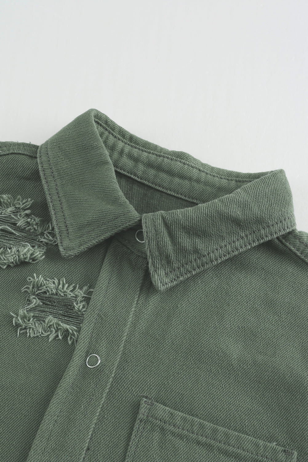 Green Ripped Denim Jacket Denim Jackets JT's Designer Fashion