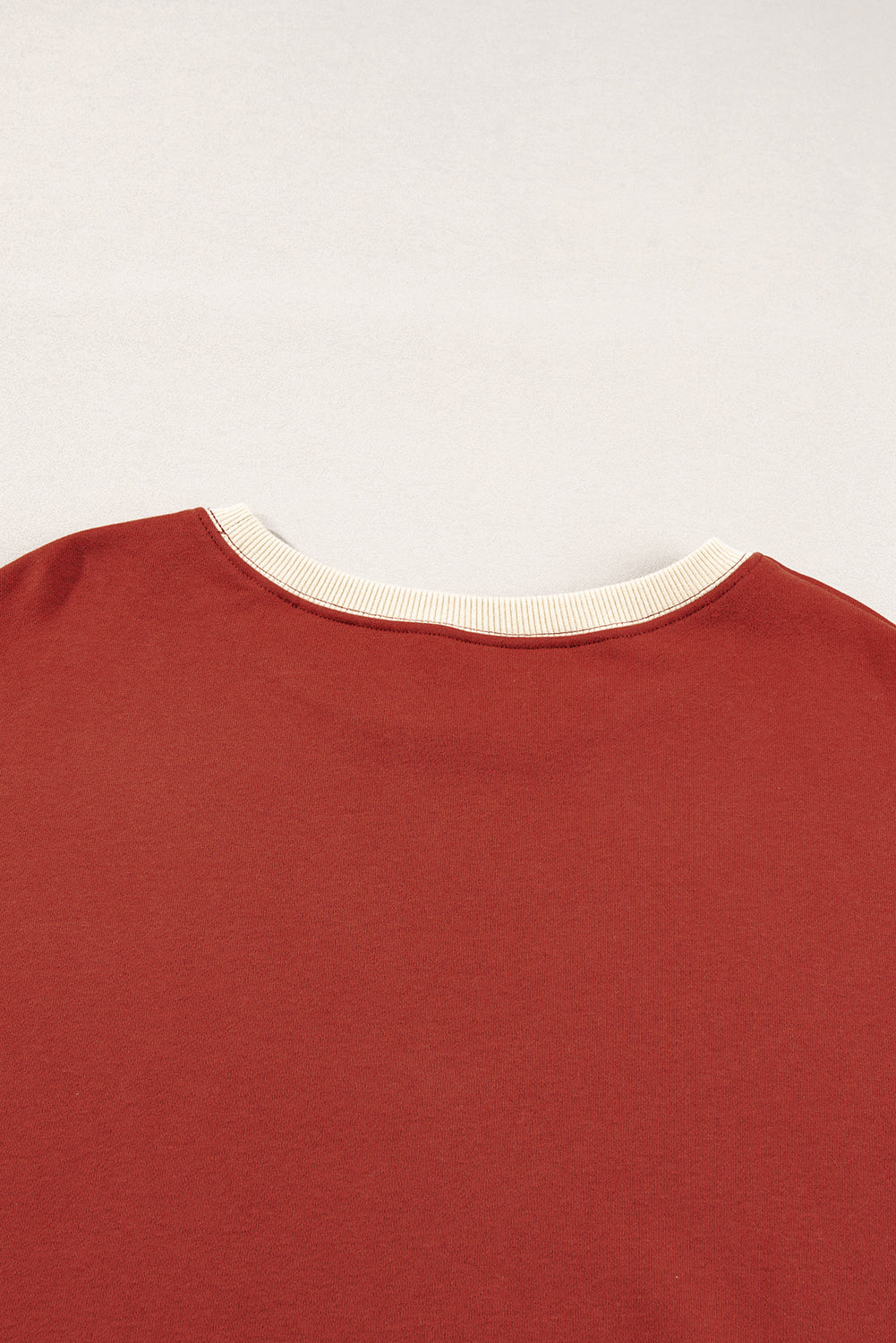 Red Clay Color Block Patch Drop Shoulder Oversized Sweatshirt Sweatshirts & Hoodies JT's Designer Fashion