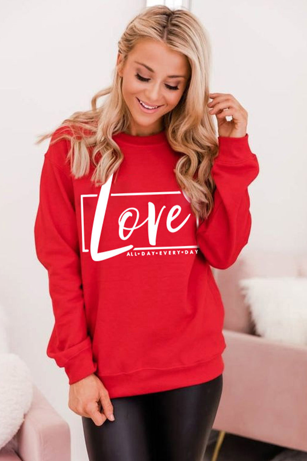Fiery Red Valentine's Day Love Graphic Sweatshirt Graphic Sweatshirts JT's Designer Fashion