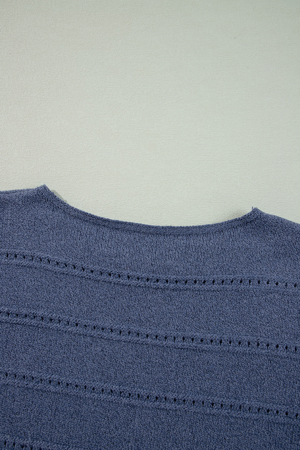 Real Teal Boat Neck Drop Shoulder Pointelle Knit Sweater Sweaters JT's Designer Fashion