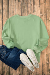 Smoke Green Solid Fleece Lined Drop Shoulder Terry Sweatshirt Sweatshirts & Hoodies JT's Designer Fashion