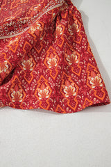Orange Plus Size Printed Surplice Neck Empire Waist Flowy Mini Dress Plus Size Mini Dresses JT's Designer Fashion