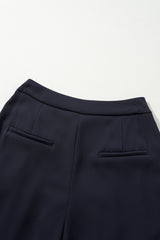 Dirty blue Dual Buttoned High Waist Pleated Wide Leg Pants Pants & Culotte JT's Designer Fashion