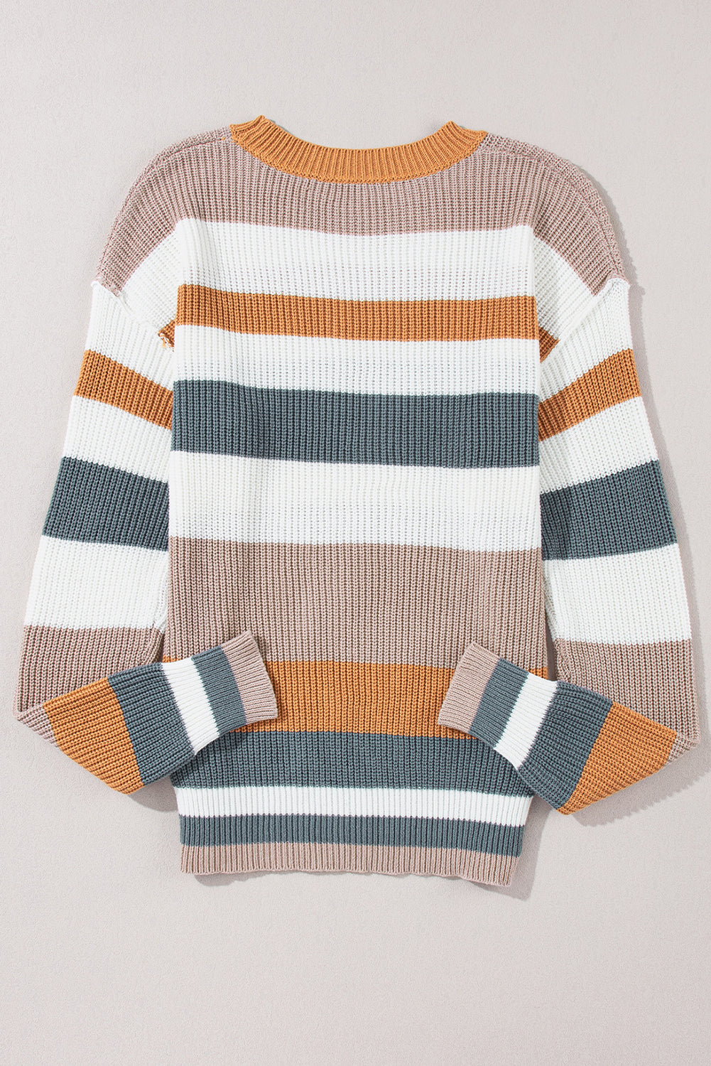 Camel Classic Round Neck Colorblock Knit Sweater Sweaters JT's Designer Fashion
