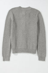 Philippine Gray Ribbed Knit Bow Front Buttoned Cardigan Cardigans JT's Designer Fashion