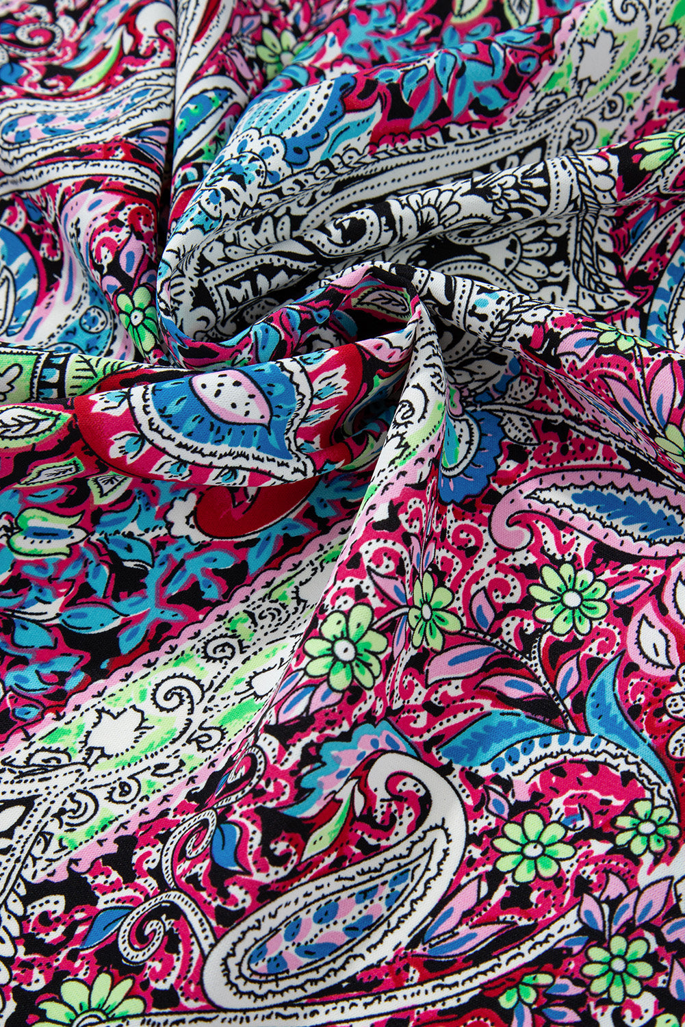 Red Paisley Print Open Front Kimono Kimonos JT's Designer Fashion