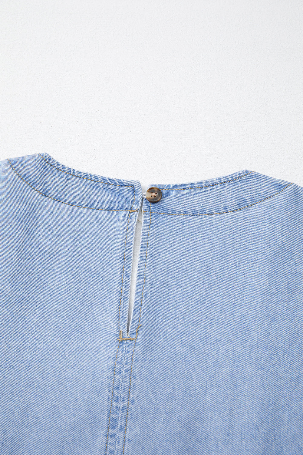 Beau Blue Denim Button Detail Babydoll Square Neck Mini Dress Mini Dresses JT's Designer Fashion