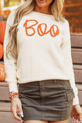 Apricot Boo Knitted Pattern Ribbed Edge Drop Shoulder Sweater Sweaters JT's Designer Fashion