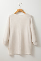 Apricot Waffle Knit Splits Batwing Sleeve Oversized Top Long Sleeve Tops JT's Designer Fashion