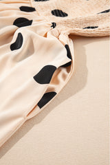 Oatmeal Polka Dot Smocked Fit Flared Sleeveless Long Dress Maxi Dresses JT's Designer Fashion