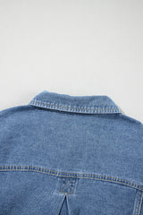 Wild Wind Washed Oversize Pocketed Denim Jacket Denim Jackets JT's Designer Fashion