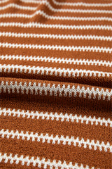 Brown Stripe Drop Shoulder Casual Sweater Sweaters JT's Designer Fashion