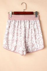 Khaki Classic Leopard Arched Hem Elastic Waist Casual Shorts Casual Shorts JT's Designer Fashion