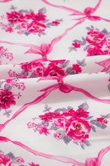 Multicolour Bow Lattice Floral Print V Neck Knot Decor Mini Dress Floral Dresses JT's Designer Fashion
