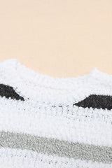 Striped Popcorn Knit Sweater Sweaters JT's Designer Fashion
