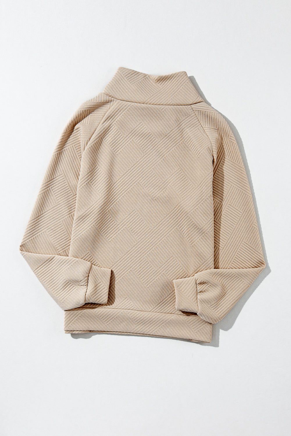 Apricot Asymmetric Buttons Detail High Neck Textured Sweatshirt Sweatshirts & Hoodies JT's Designer Fashion